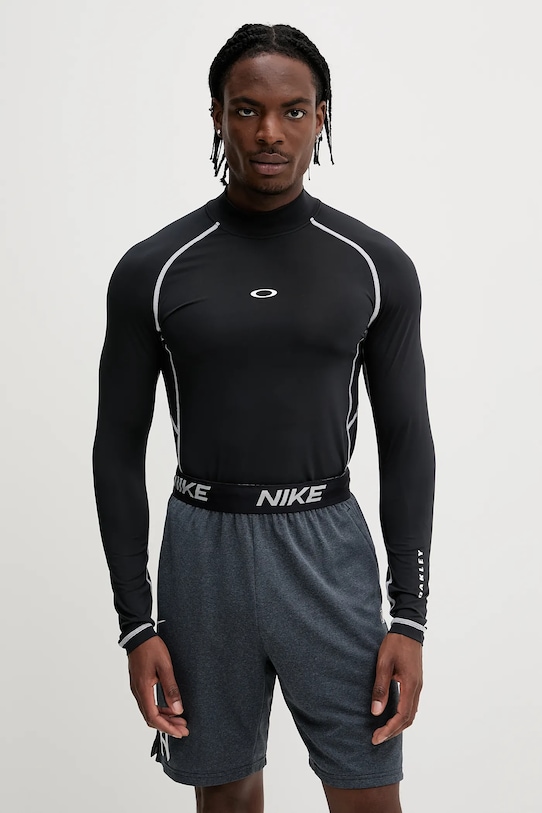 Majica dugih rukava za plivanje Oakley bez uzorka crna FOA406870