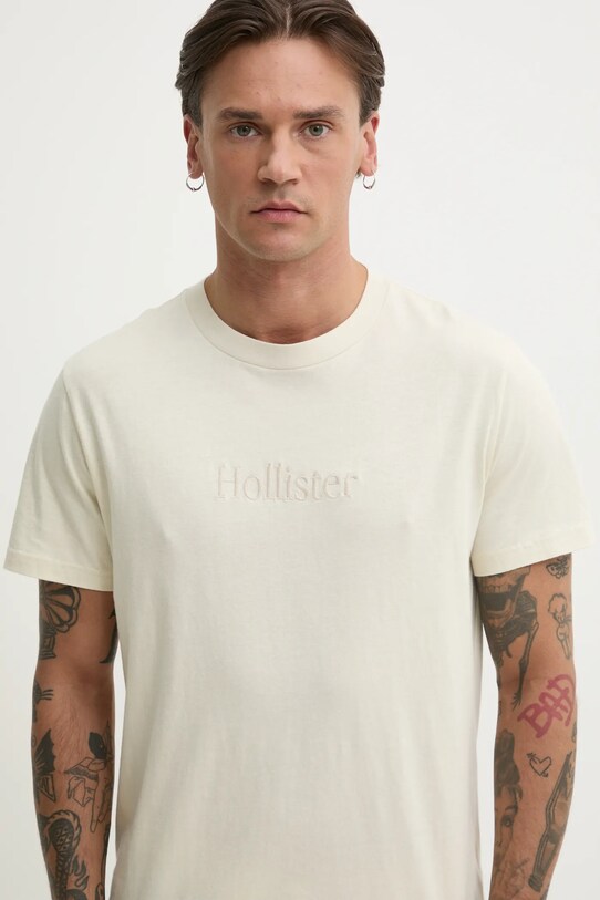 Hollister Co. t-shirt bawełniany beżowy KI323.5134.101