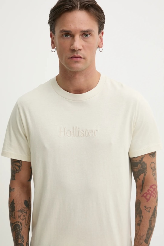 Hollister Co. tricou din bumbac bej KI323.5134.101