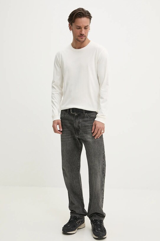 Памучна блуза с дълги ръкави Hollister Co. KI324.5127.100 бежов SS25