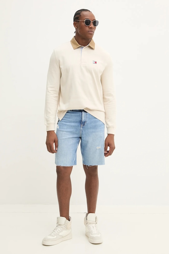 Бавовняний лонгслів Tommy Jeans DM0DM20913 бежевий SS25