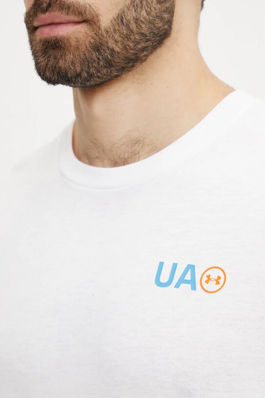 Majica z dolgimi rokavi za vadbo Under Armour Workwear Logo 1390167 bela