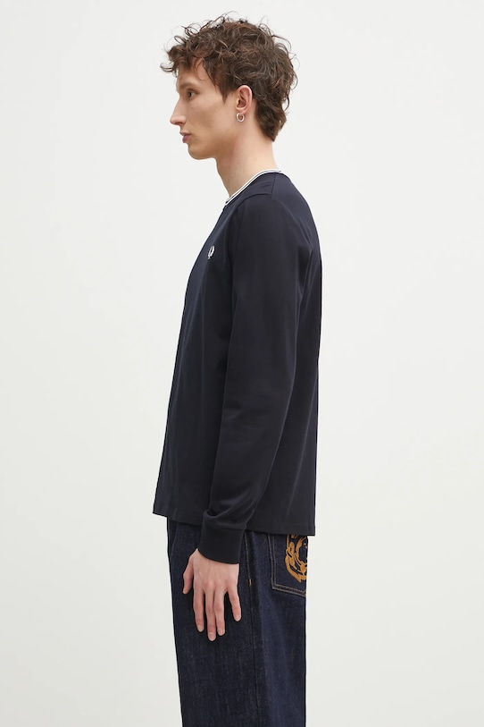 Fred Perry cotton longsleeve top M9602.795 navy AW25