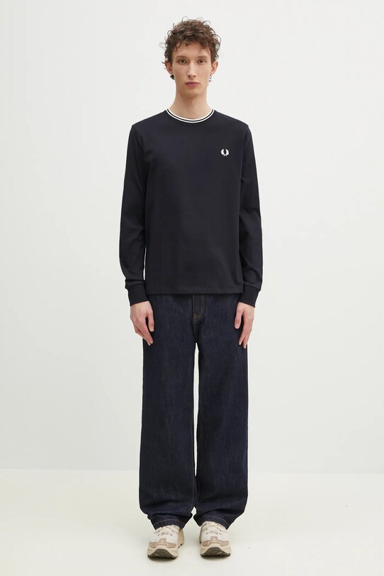 Хлопковый лонгслив Fred Perry M9602.795 тёмно-синий