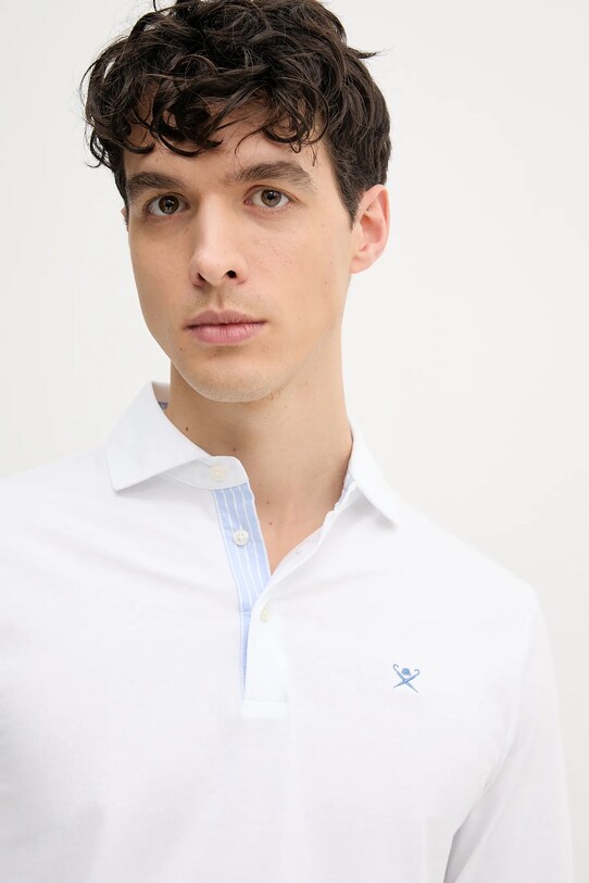 Hackett London longsleeve bawełniany biały HM551004