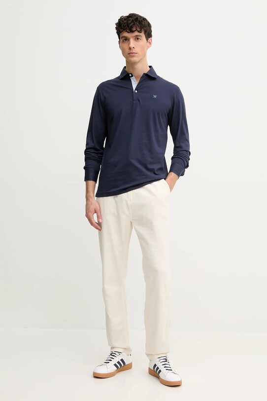 Hackett London longsleeve bawełniany HM551004 granatowy SS25