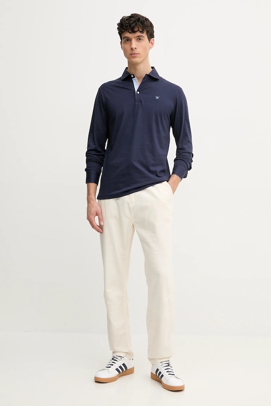 Hackett London longsleeve din bumbac HM551004 bleumarin SS25