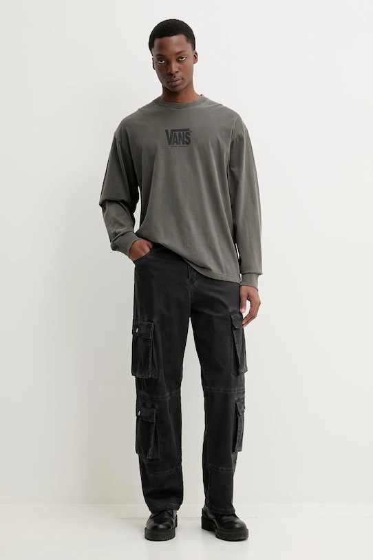 Vans longsleeve din bumbac VN000M2ZBLK1 gri SS25