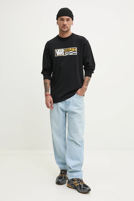 Vans longsleeve din bumbac VN000M3ZBLK1 negru SS25