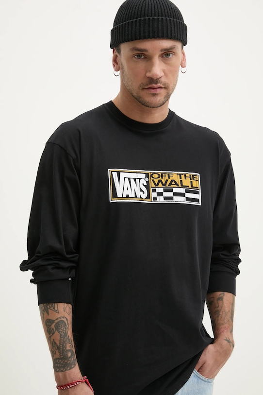 Vans longsleeve din bumbac negru VN000M3ZBLK1