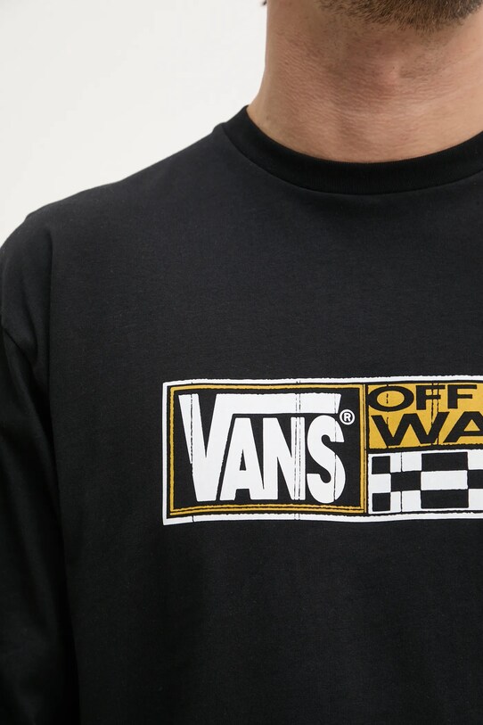 Bombažna majica z dolgimi rokavi Vans VN000M3ZBLK1 črna