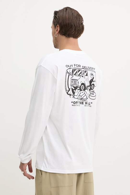 Дрехи Памучна блуза с дълги ръкави Vans VN000M41WHT1 бял