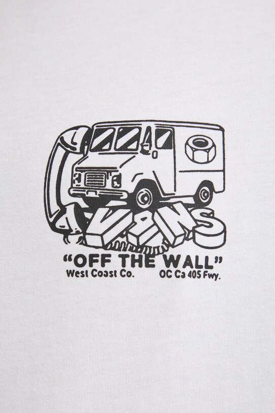 Bombažna majica z dolgimi rokavi Vans VN000M41WHT1 bela