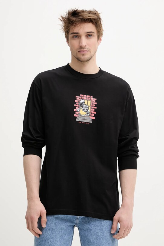 Vans longsleeve din bumbac print negru VN000M6WBLK1