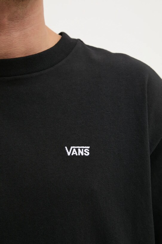Bombažna majica z dolgimi rokavi Vans VN000P1SBLK1 črna