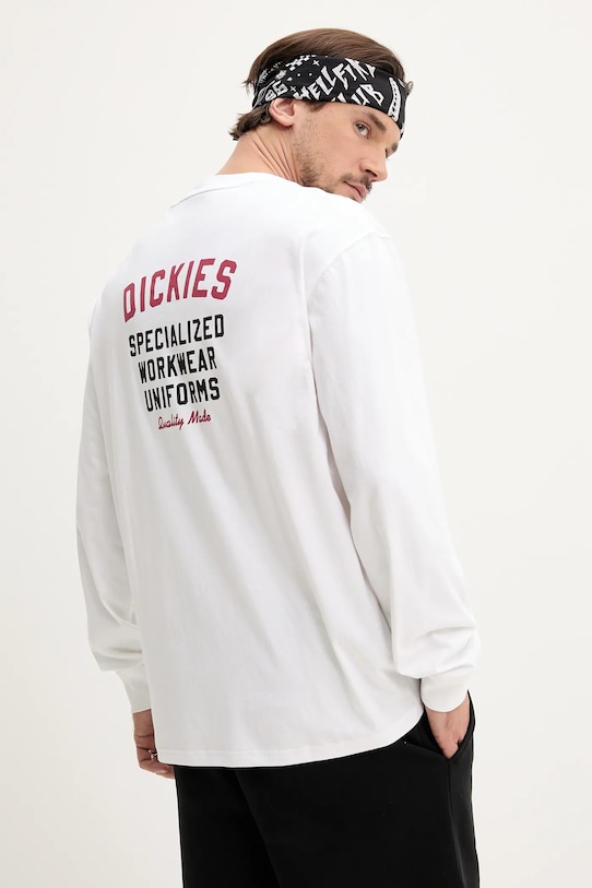 Dickies top a maniche lunghe in cotone sovrastampa bianco DK0A4Z930WH1