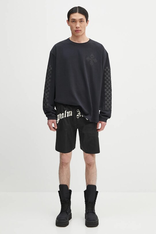 Pamučna majica dugih rukava RHUDE Cross Logo RHPS25TT12012 crna