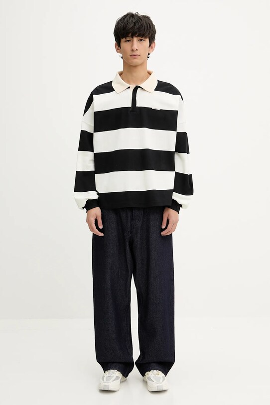 RHUDE longsleeve bawełniany Striped Pique RHSS25PO03012 beżowy