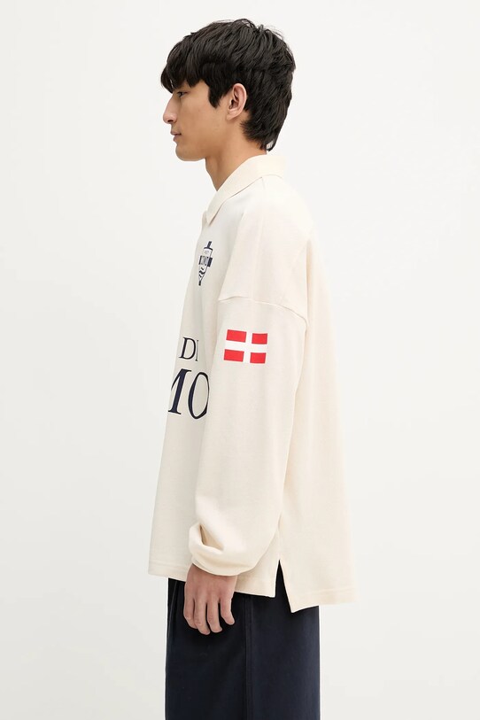 RHUDE longsleeve bawełniany Fc Como Pique RHSS25PO05012 beżowy SS25