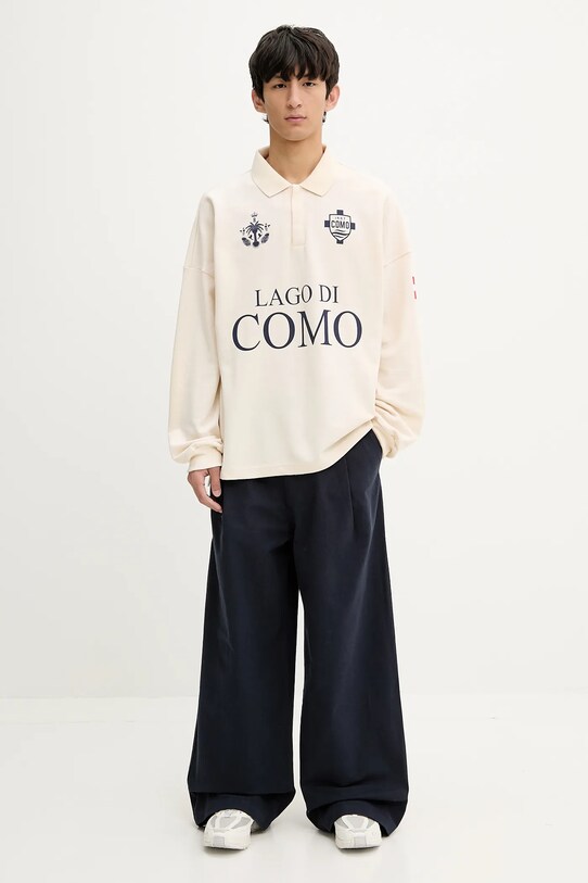 RHUDE longsleeve bawełniany Fc Como Pique RHSS25PO05012 beżowy