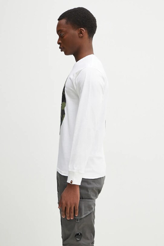 A Bathing Ape top a maniche lunghe in cotone 1St Camo Big Ape Head 1K80111018 bianco SS25