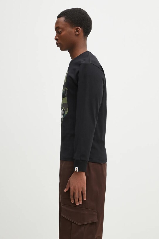 A Bathing Ape longsleeve bawełniany 1St Camo Big Ape Head 1K80111018 czarny SS25