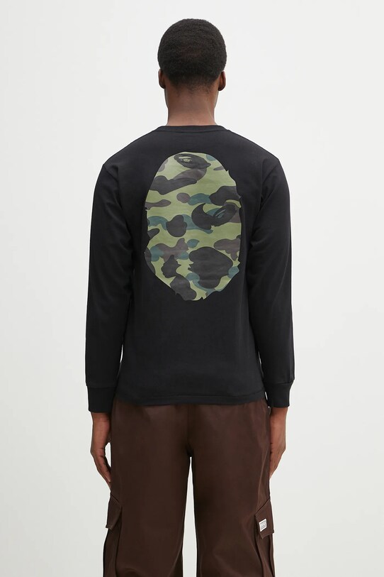 Odzież A Bathing Ape longsleeve bawełniany 1St Camo Big Ape Head 1K80111018 czarny