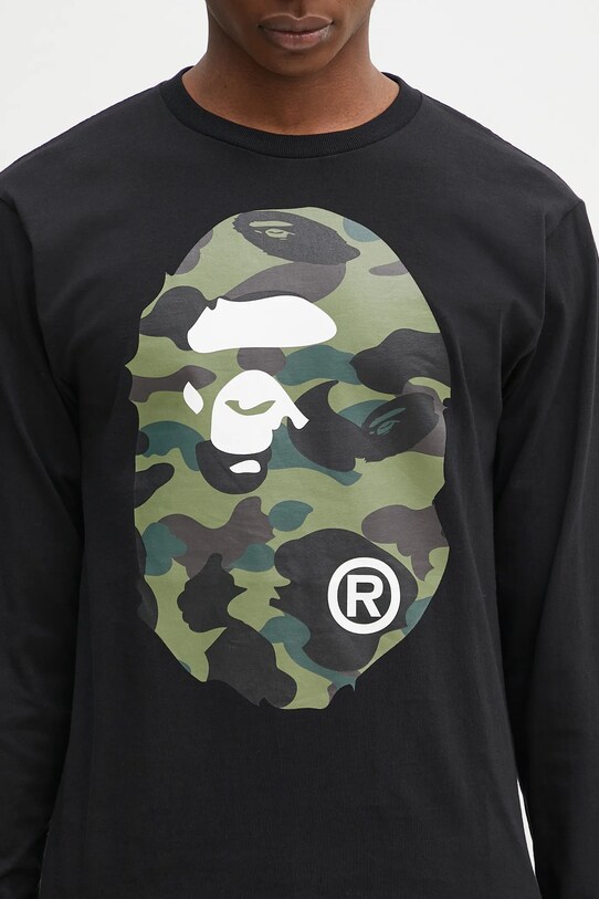 A Bathing Ape longsleeve bawełniany 1St Camo Big Ape Head czarny 1K80111018