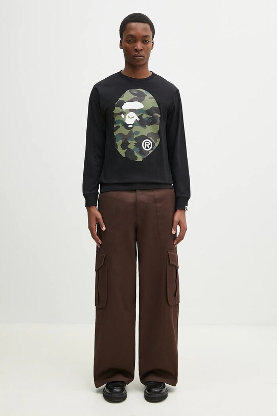 A Bathing Ape longsleeve bawełniany 1St Camo Big Ape Head 1K80111018 czarny