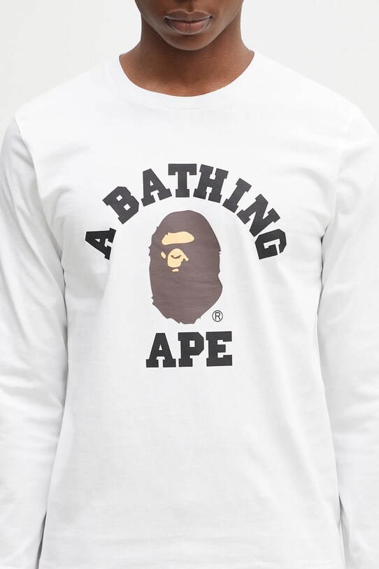 Хлопковый лонгслив A Bathing Ape College белый 1K80211014