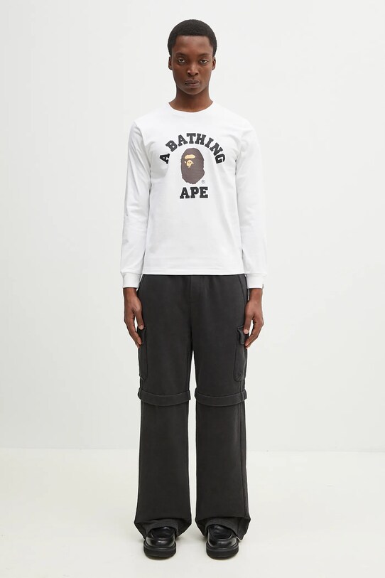 Хлопковый лонгслив A Bathing Ape College 1K80211014 белый