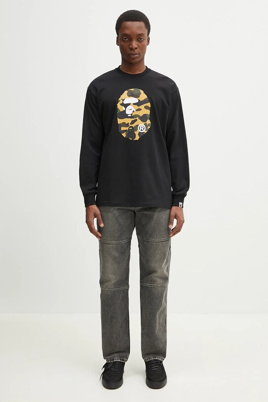 A Bathing Ape cotton longsleeve top 1St Camo Ape Head 1L30111308 black