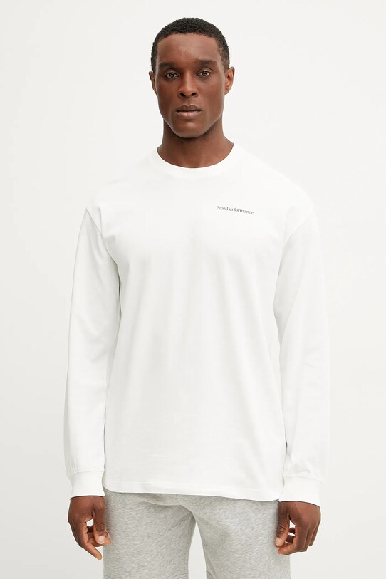 Peak Performance longsleeve din bumbac print alb G80329