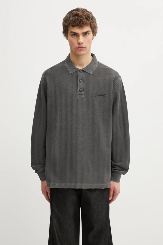 Памучна блуза с дълги ръкави Carhartt WIP L/S Morrison Rugby Shirt свободна сив I034568.89PG