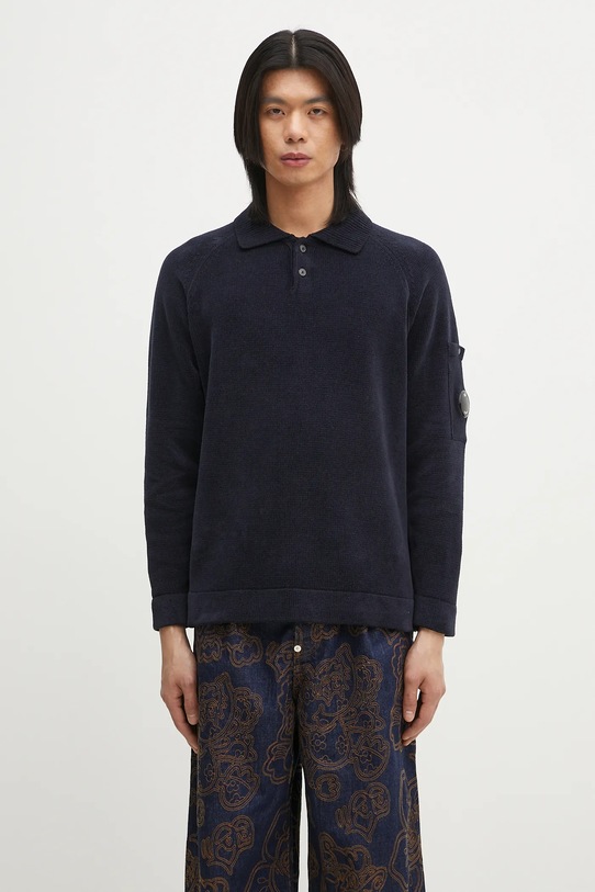 C.P. Company sweter bawełniany bawełna granatowy 18CMKN070A005687G