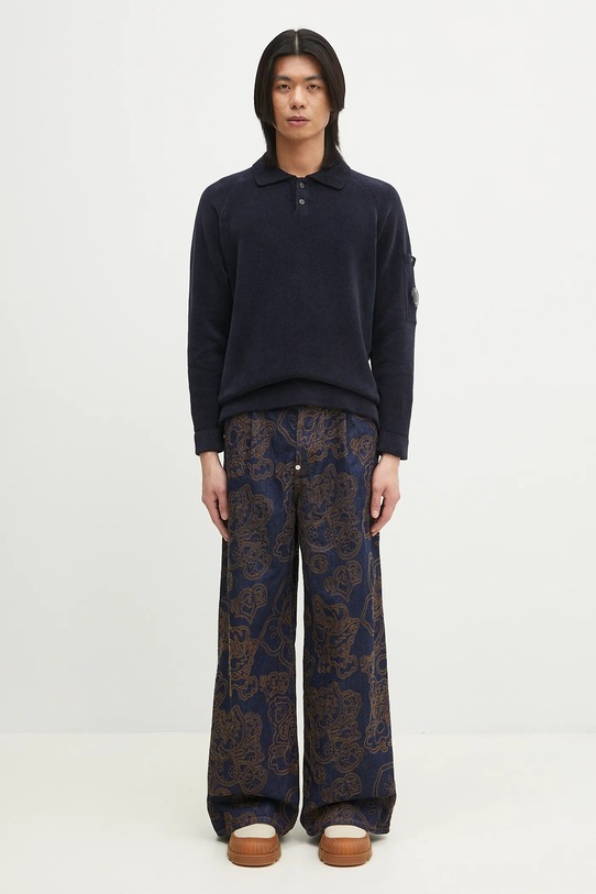 C.P. Company sweter bawełniany 18CMKN070A005687G granatowy