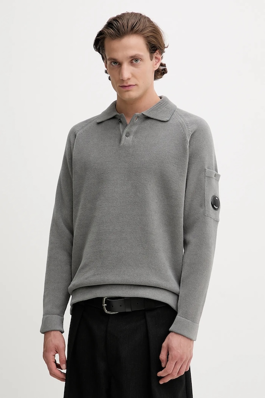 C.P. Company sweter bawełniany bawełna szary 18CMKN070A005687G