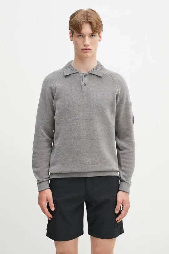 Βαμβακερό πουλόβερ C.P. Company απλό γκρί 18CMKN070A005687G