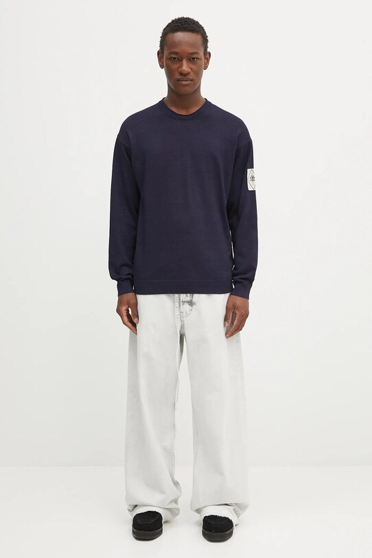 C.P. Company sweter bawełniany 18CMKN195A110330A granatowy