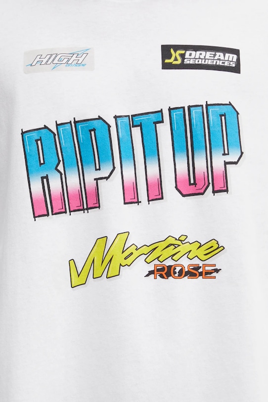 Памучна блуза с дълги ръкави Martine Rose Funnel Neck бял 658JS03000N