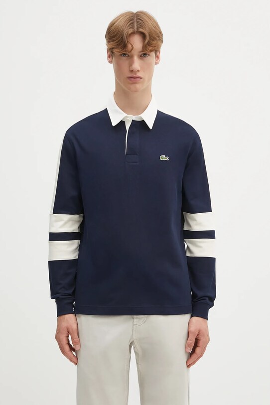 Pamučna majica dugih rukava Lacoste regular mornarsko plava KH9695