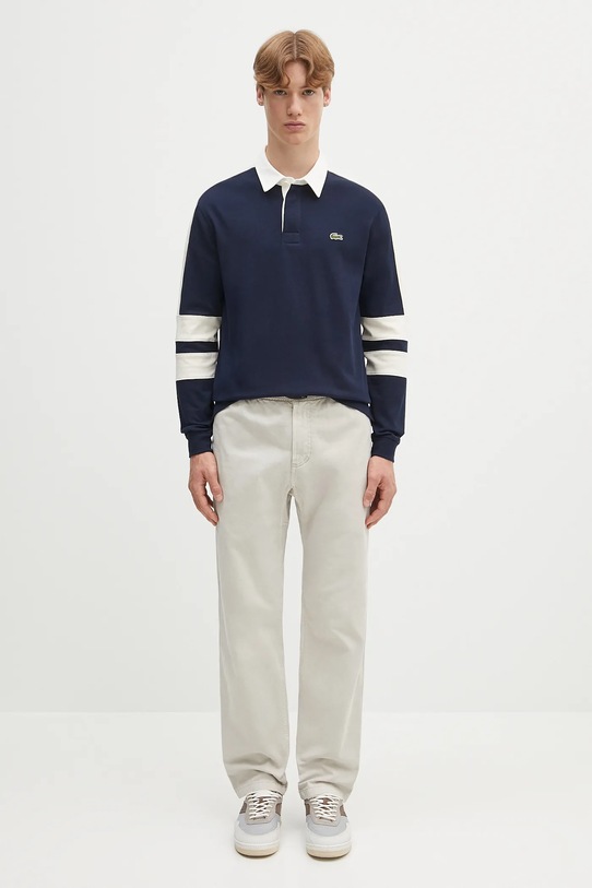 Pamučna majica dugih rukava Lacoste KH9695 mornarsko plava