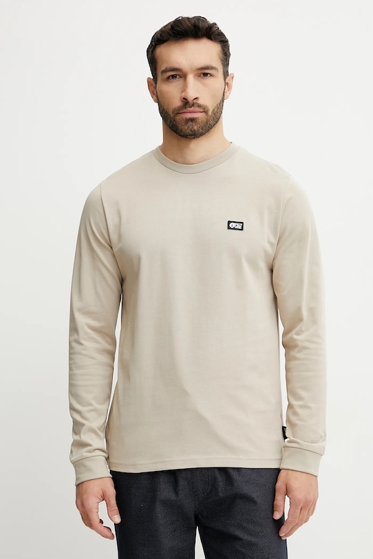 Βαμβακερή μπλούζα με μακριά μανίκια Picture Sican κανονικό μπεζ MTS1212