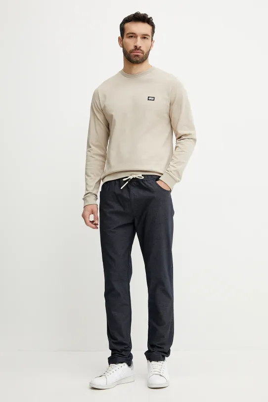 Βαμβακερή μπλούζα με μακριά μανίκια Picture Sican MTS1212 μπεζ SS25