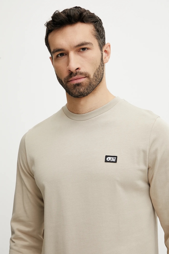 Βαμβακερή μπλούζα με μακριά μανίκια Picture Sican μπεζ MTS1212