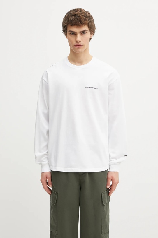 NEIGHBORHOOD longsleeve din bumbac Nh . Tee Ls-8 uni alb 242PCNH.LT08