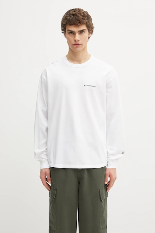 NEIGHBORHOOD longsleeve din bumbac Nh . Tee Ls-8 uni alb 242PCNH.LT08