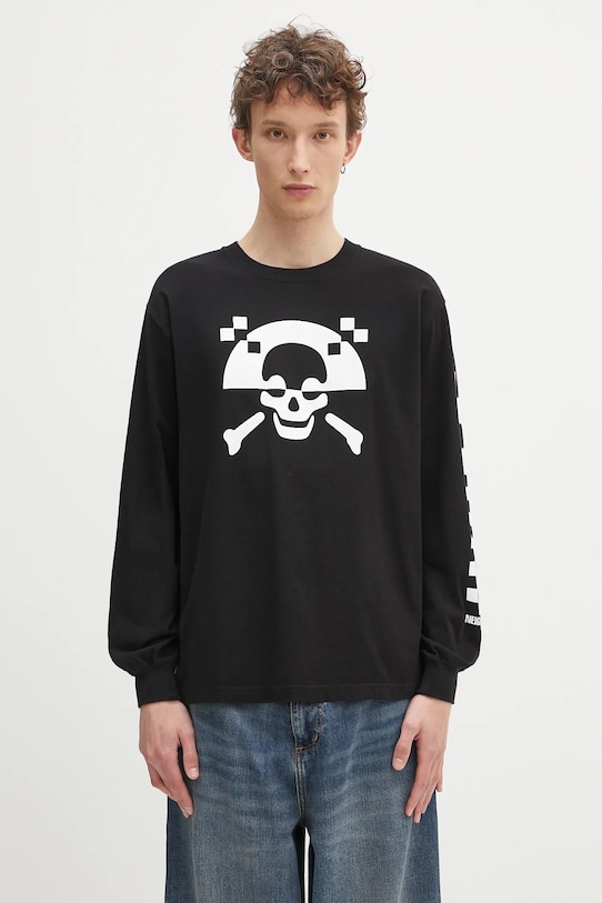 Памучна блуза с дълги ръкави NEIGHBORHOOD NH . Tee LS-5 свободна черен 242PCNH.LT05