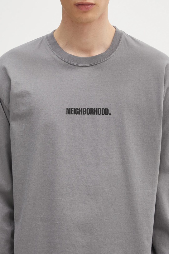 Хлопковый лонгслив NEIGHBORHOOD NH . Tee LS-3 серый 242PCNH.LT03