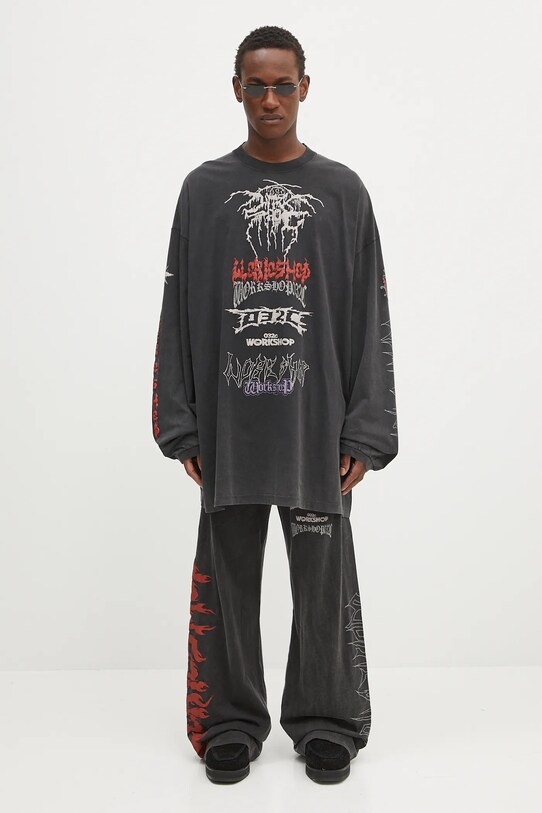 032C longsleeve bawełniany 'Telepresence' czarny S25.URC.0271.050